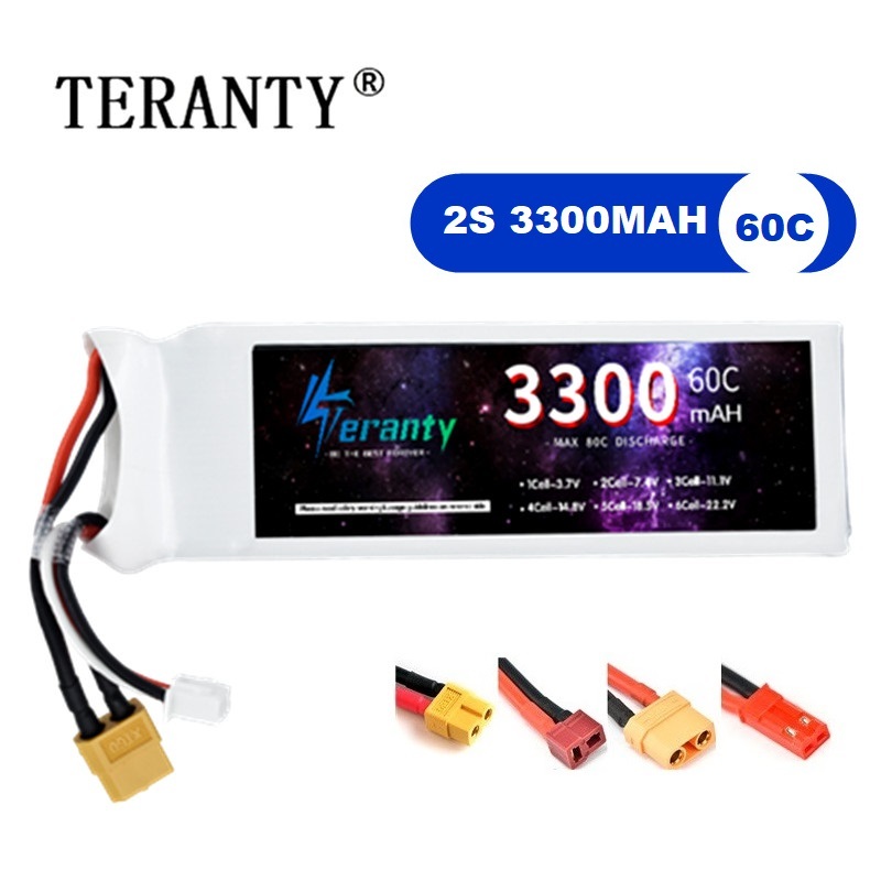 2S 7.4V リポバッテリー 3300mAh 60C 車  - Drone Battery Connector のレビューと価格